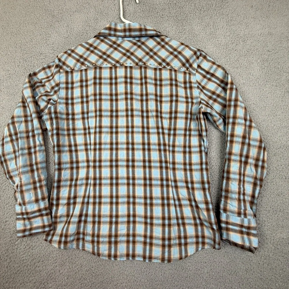 Panhandle Slim Womens L‎ Western Plaid Studded Pearl Button Up Shirt